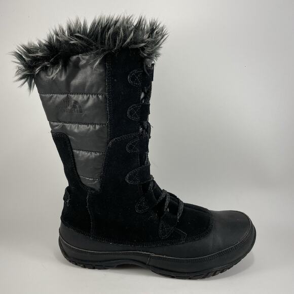 The North Face Nuptse Purna Snow Boots Womens Size 8 Black Insulated Waterproof - Picture 1 of 10